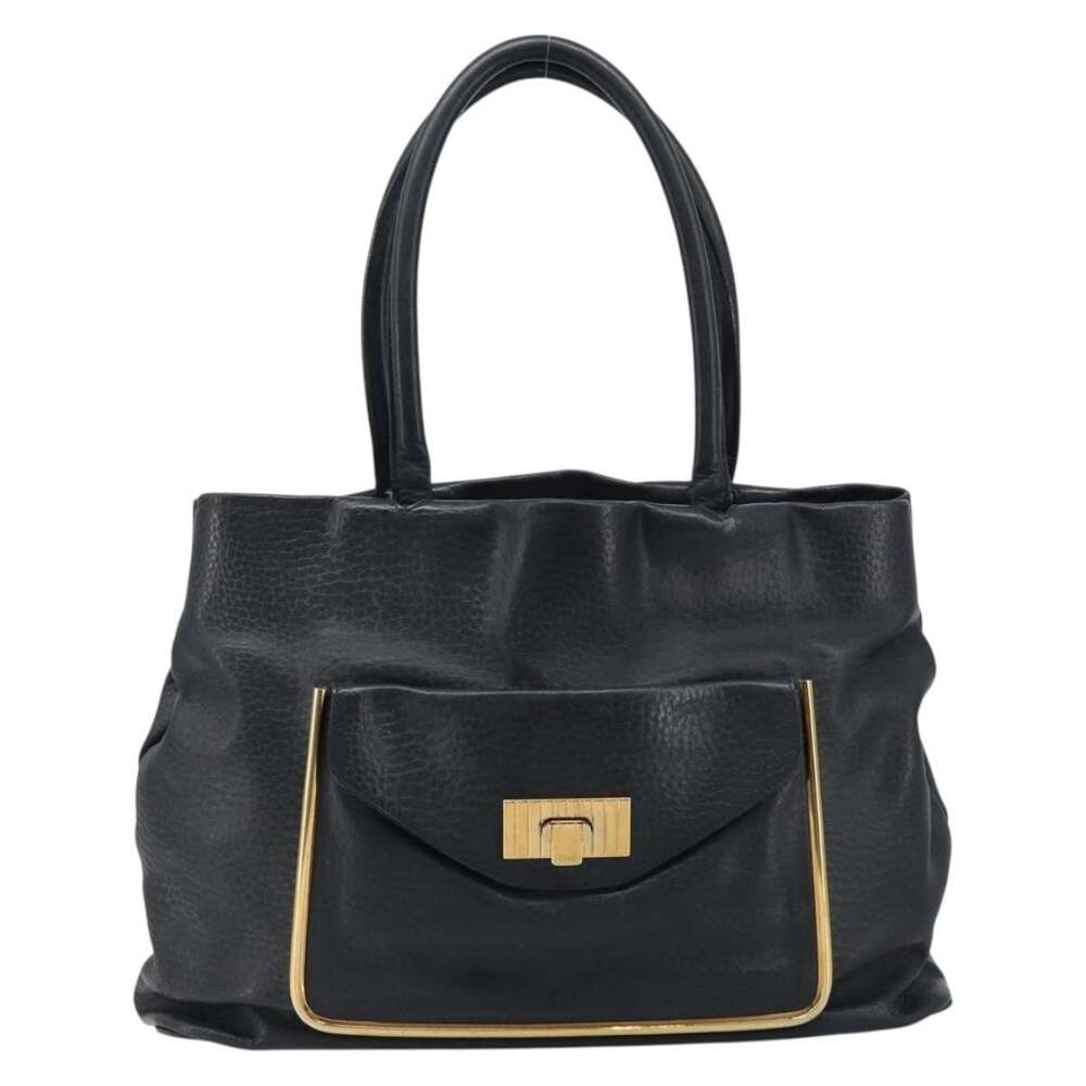 Chloe Leather Sally Tote Bag Black
